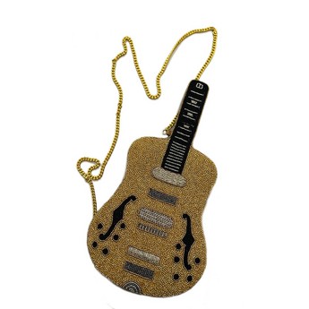 Beaded Guitar Purse With Chain