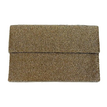 Taupe Beaded Clutch