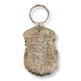 Silver Medallion Mobile Bag With Ring Handle