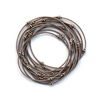 Copper-Colored Wire & Beads Bracelet