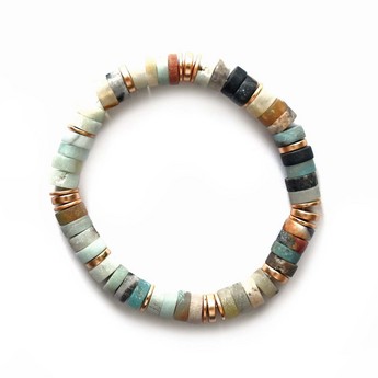 Amazonite Stone & Gold Stretch Bracelet