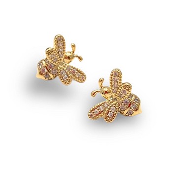 “Bee Happy” Tiny Gold Stud Earrings