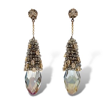 Rhea Black Diamond Rock Crystal Drop Earrings