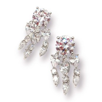  Multi- Cut Crystal Drop Earrings In White Gold