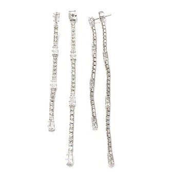 Noel Front & Back Crystal Earrings In White Gold