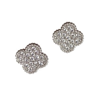 Petite Clover White Gold Stud Earrings