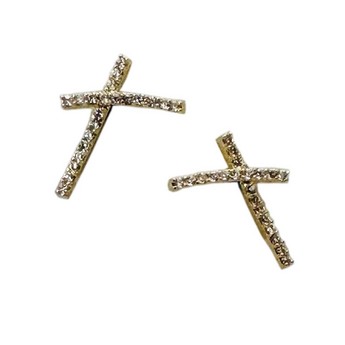 S.W.A.K.Crystal Stud Earrings In Gold