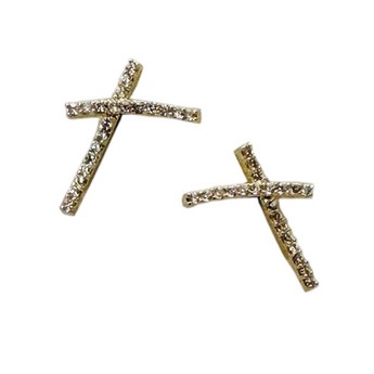 S.W.A.K. Crystal Stud Earrings in Gold