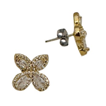Lucia Halo Clover Earrings In Gold