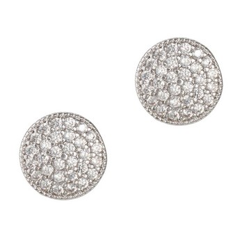 Round Micropavé Stud Earrings in White Gold