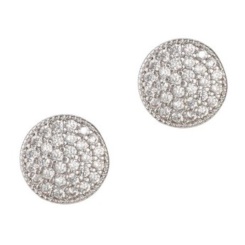 Round Micropavé Stud Earrings In White Gold