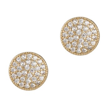 Round Micropavé Stud Earrings in Gold