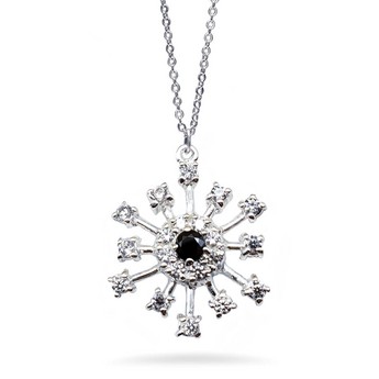 Sputnik Silver & Crystal Necklace with Onyx