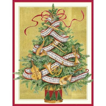 Musical Instruments Christmas Tree Notecards (Box Of 16)