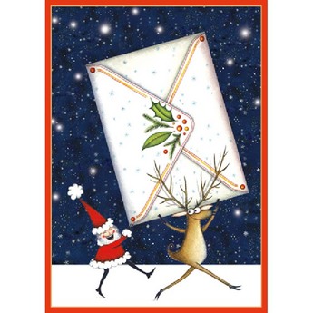  Santa & Reindeer Christmas Notecards (Box Of 16)