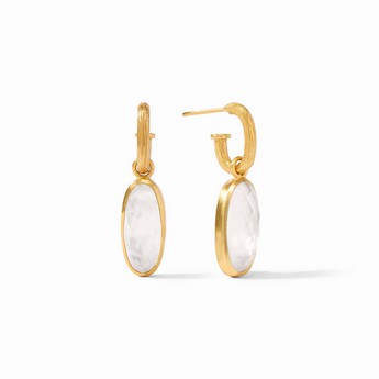 Reversible Gold Ivy & Iridescent Crystal Charm Hoop Earrings