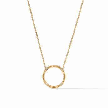 Gold Astor Circle Necklace with Crystals