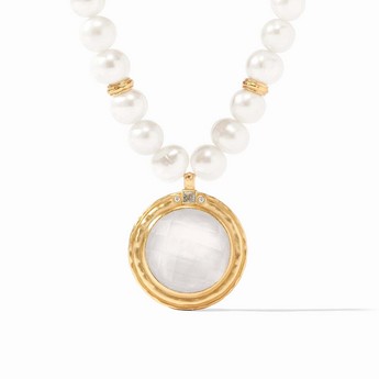 Astor Statement Necklace With Pearls & Iridescent Crystal
