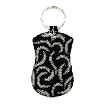 Black Mobile Bag with Silver Swirls