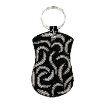 Black Mobile Bag With Silver Swirls