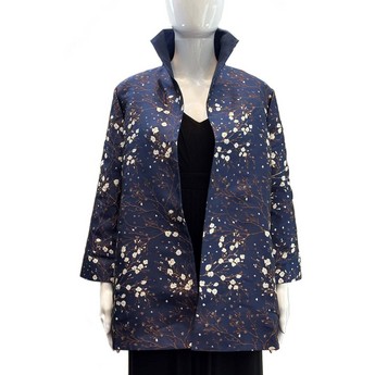 Navy Cherry Blossom Swing Jacket