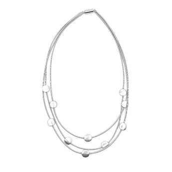 Piano Wire Necklace with Silver Discs