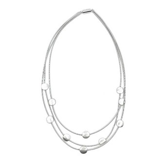 Piano Wire Necklace With Silver Discs