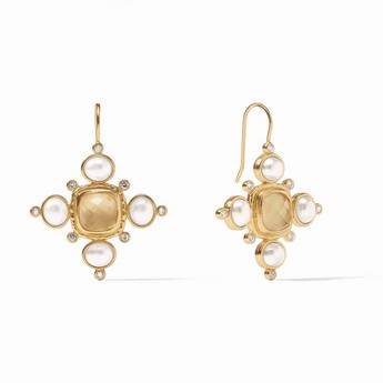 Tudor Pearl & Champagne Crystal Earring
