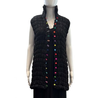 Black Vest With Multi- Colored Buttons