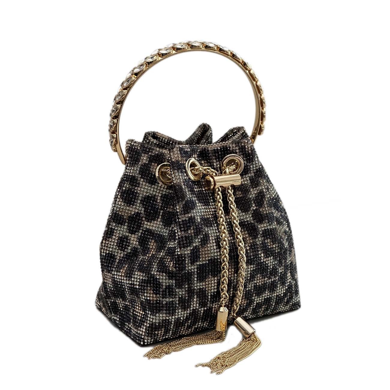 Leopard Print Gem Drawstring Bag ACCESSORIES Met Opera Shop