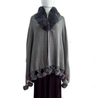 Grey Cape with Faux Fur
