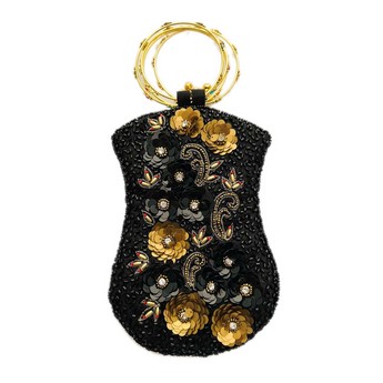 Mobile Bag with Black & Gold Beading