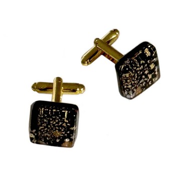 Black & Gold Murano Glass Cufflinks