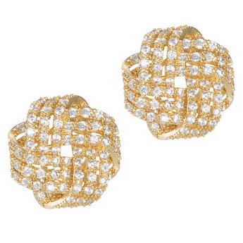  Gold Infinite Knot Stud Earrings With Crystals