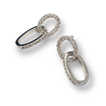 Othelia White Gold & Crystal Link Earrings