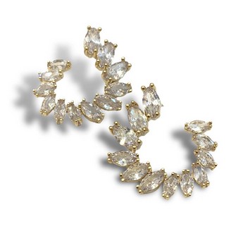 Mila East-West Crystal & Gold Earrings