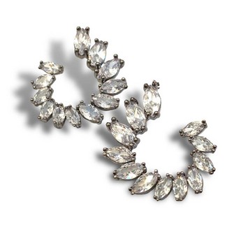 Mila East- West Crystal & Gunmetal Earrings