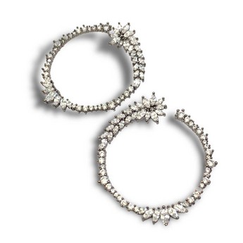 Luna Gunmetal & Crystal Front Hoop Earrings