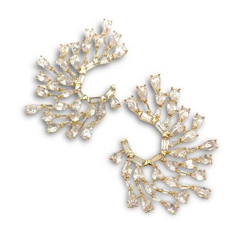 Isabella Crystal & Gold Front Hoop Earrings