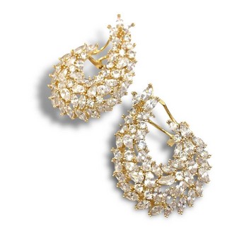 Nova Gold Front Hoop Earrings With Crystals