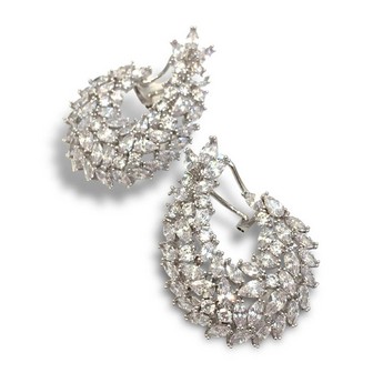Nova White Gold Front Hoop Earrings with Crystals