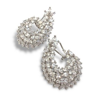 Nova White Gold Front Hoop Earrings With Crystals