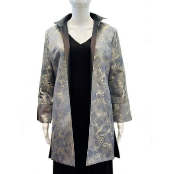 Silver Metallic Wave Print Jacket