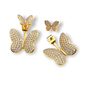 Front & Back Butterfly Earrings in Gold