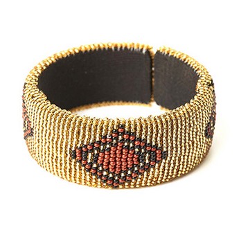 Zulu Beaded Cuff Bracelet with Diamond Pattern