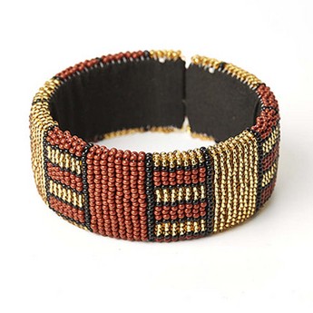 Zulu Beaded Cuff Bracelet with Stripe Pattern