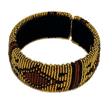 Zulu Beaded Cuff Bracelet with Diamond & Stripe Pattern