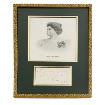 Framed Album Page & Signed Card: Lillian Nordica