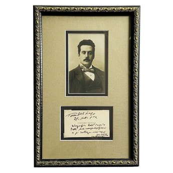 Framed Photo & Note from Giacomo Puccini
