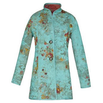 Reversible Jardin De Giverny Jacket in Aqua/Orange